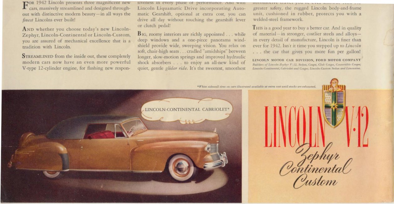 1942 Lincoln Auto Advertising